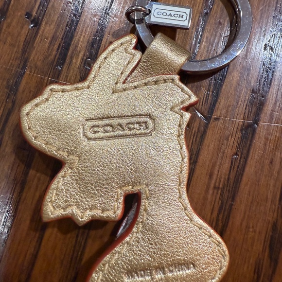 Coach Gold Metallic Koi Fish Leather Key Fob/Bag Charm - Picture 3 of 3